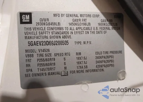 2009 Buick Enclave Cxl z USA, uszkodzony, nr VIN 5GAEV23D69J200505